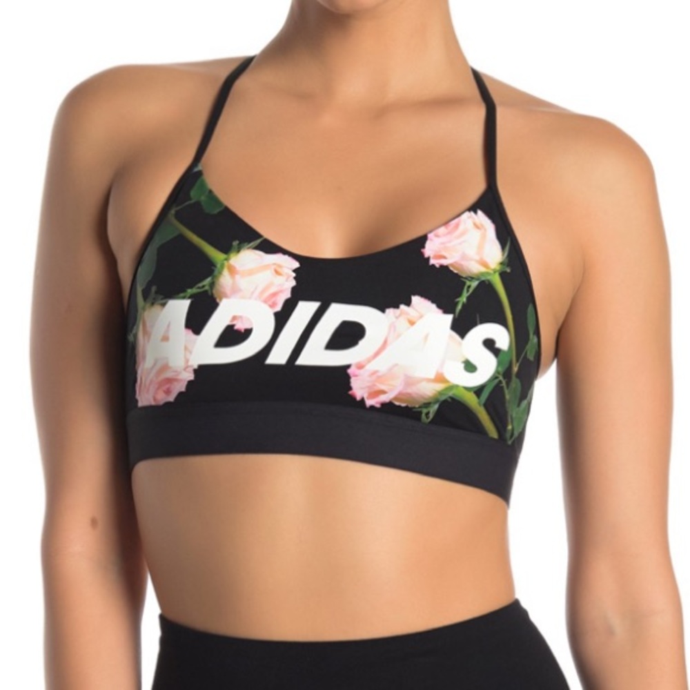 Adidas Originals Wip Floral Logo Mesh Sports Bra - Picture 4 of 8